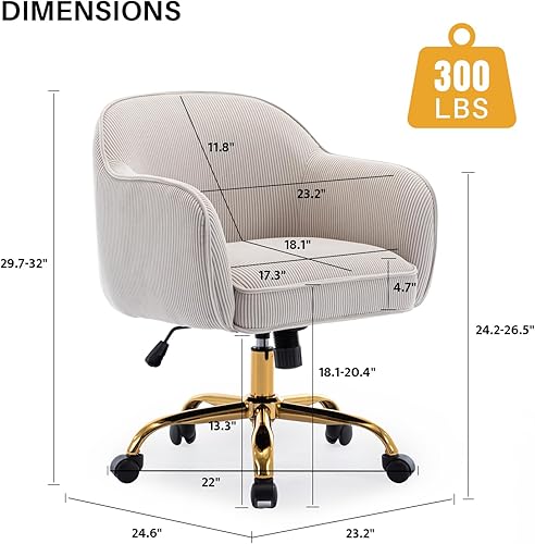 Miniatura 2 de Silla de escritorio para oficina en casa con brazos, ruedas doradas, moderna silla tapizada de terciopelo, silla para computadora con respaldo
