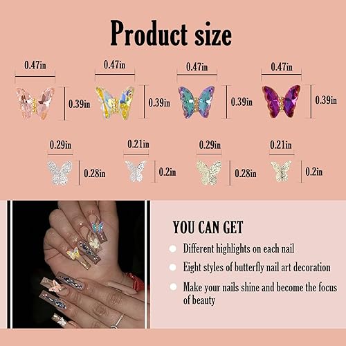 Miniatura 2 de SAOTAENG - Diamantes de imitación para uñas, 72 dijes de mariposa para uñas, uñas de Halloween, dijes de mariposa de cristal, dijes de mariposa 3D