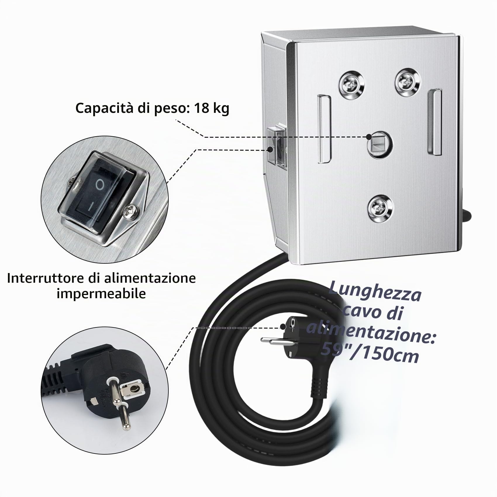 Onlyfire Motore per Girarrosto, Barbecue e Rosticceria in Acciaio Inox, 2-2.4 R/M, 50/60 Hz, 4 Watt, 220-240 V