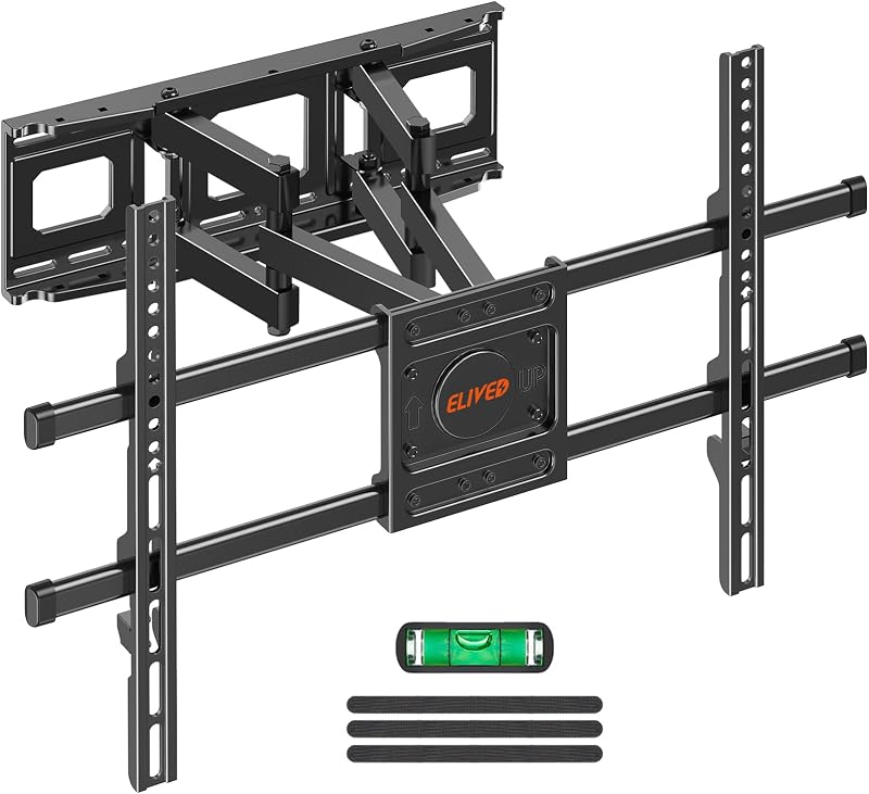 ELIVED Full Motion TV Wall Mount for Most 42"-82" TVs up to 110 lbs | Heavy Duty Articulating Arms Swivel, Tilt, Extend, Level, Easy Install TV Bracket, Fits 16" Studs, Max VESA 600x400mm