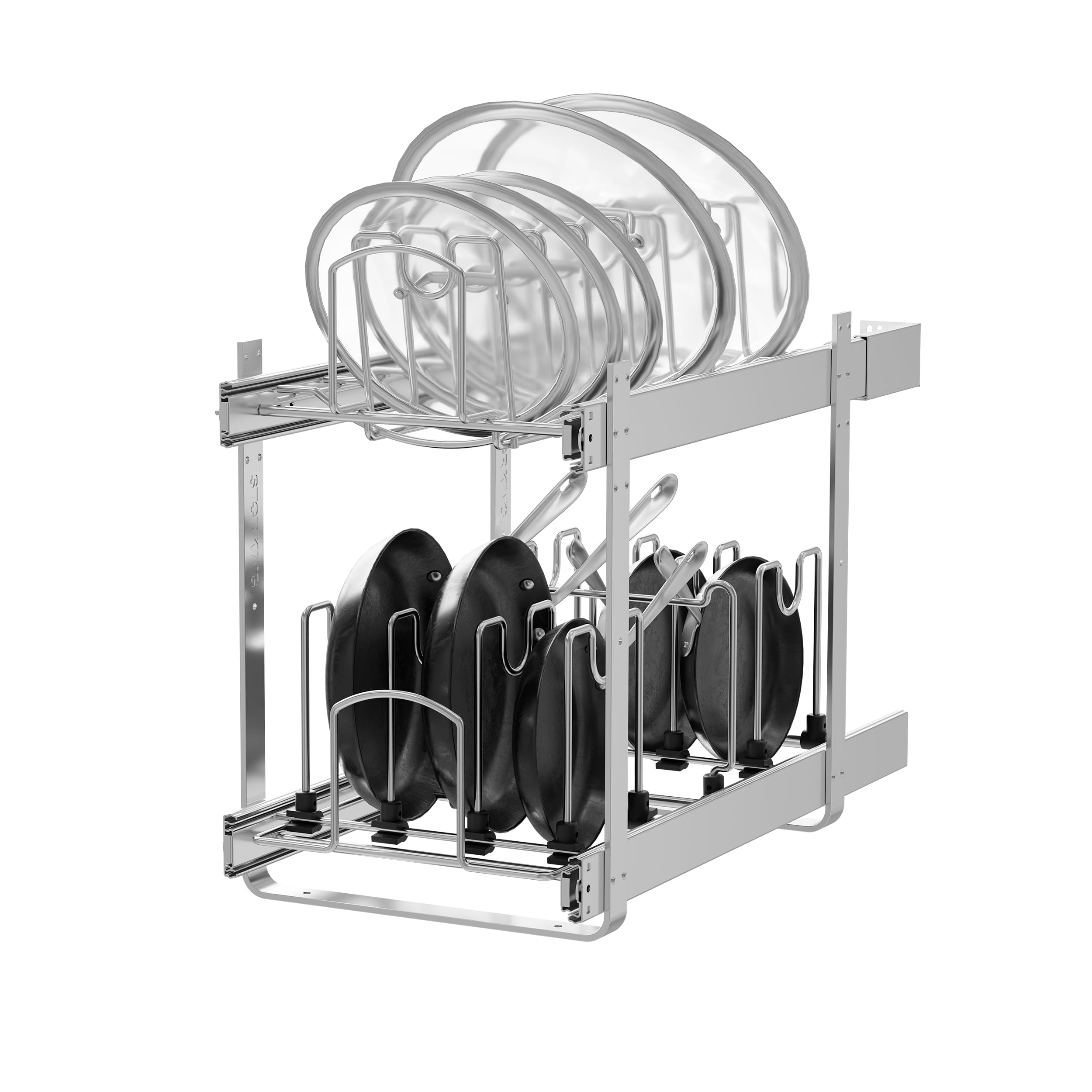STORKING 2-Tier Pots and Pans Organizer Under Cabinet Kitchen 12