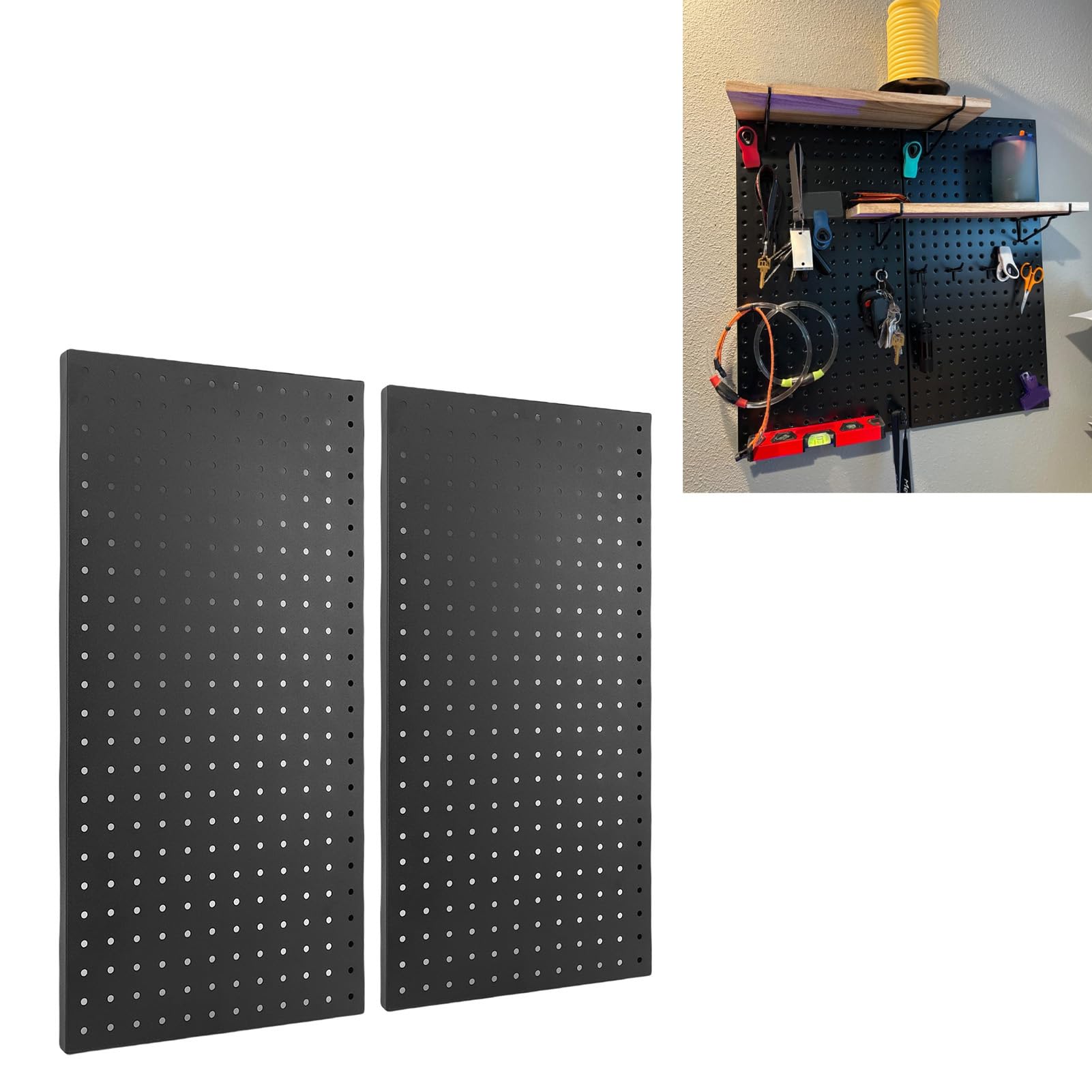 Paneles de Pared de Tablero Perforado de Metal, Organizador de Acero Resistente para Herramientas de Garaje, 24 X 12 Pulgadas para Entusiastas del Bricolaje