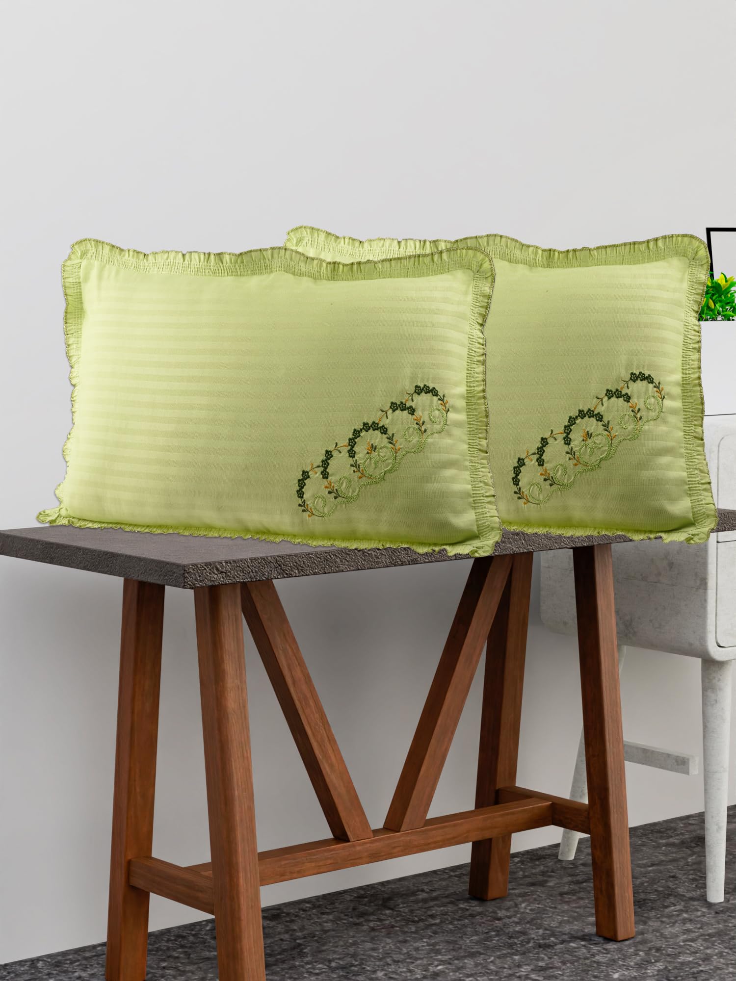 Parrot Green Cotton Pillow Covers - 4 Piece Set -2