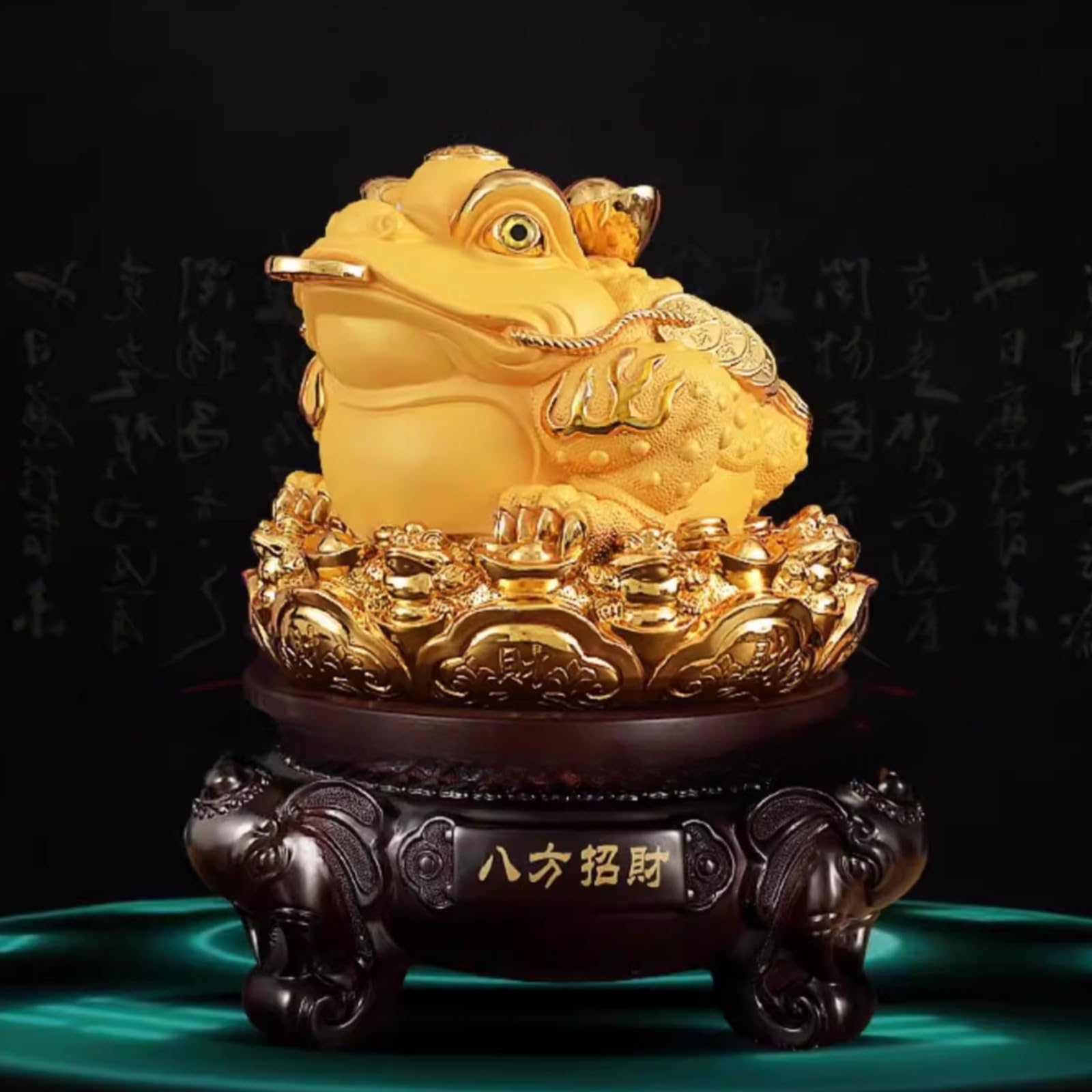 Crapaud doré Feng Shui en résine pour sublimer votre bureau