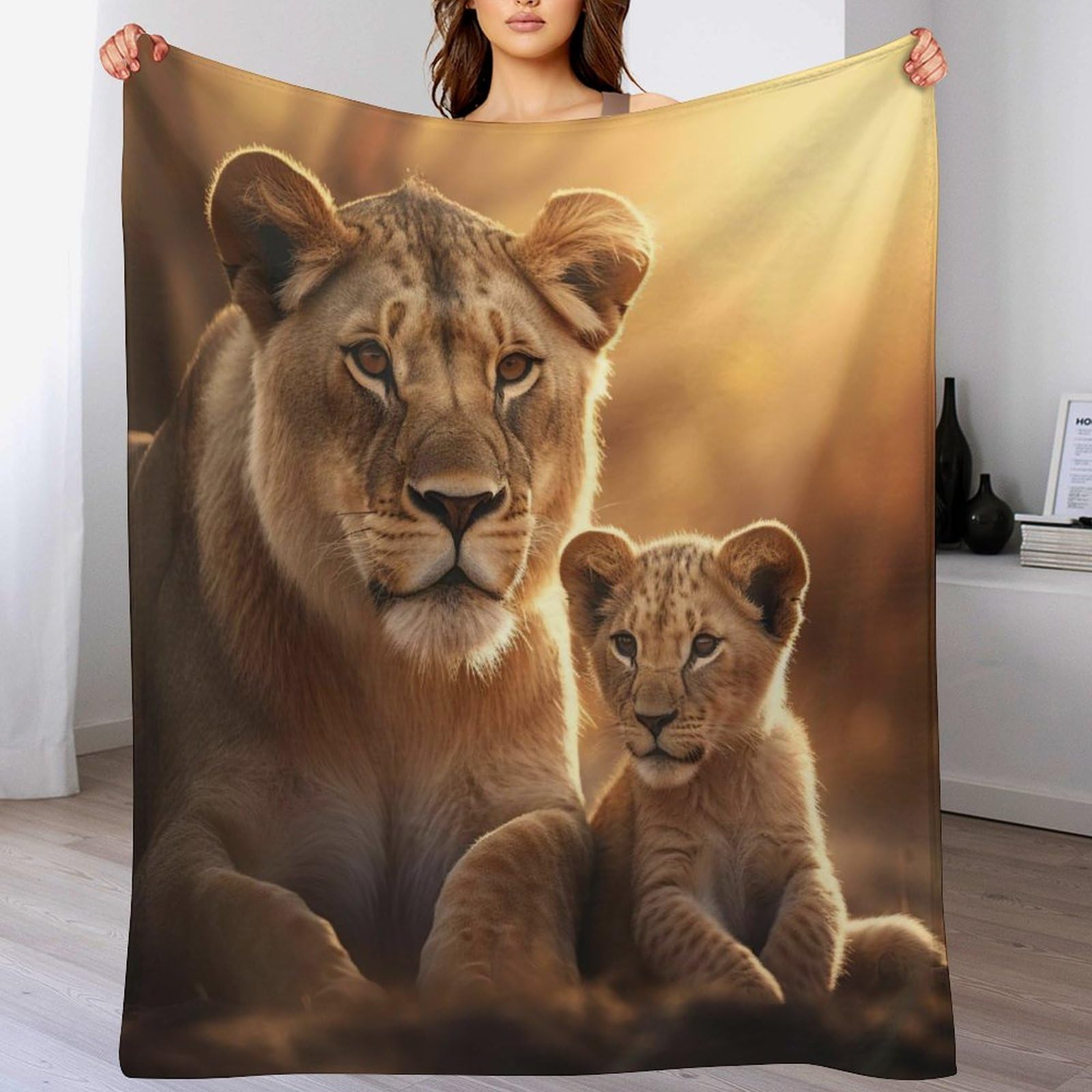 Couverture lion flannel douce plaid 130x150cm toutes saisons