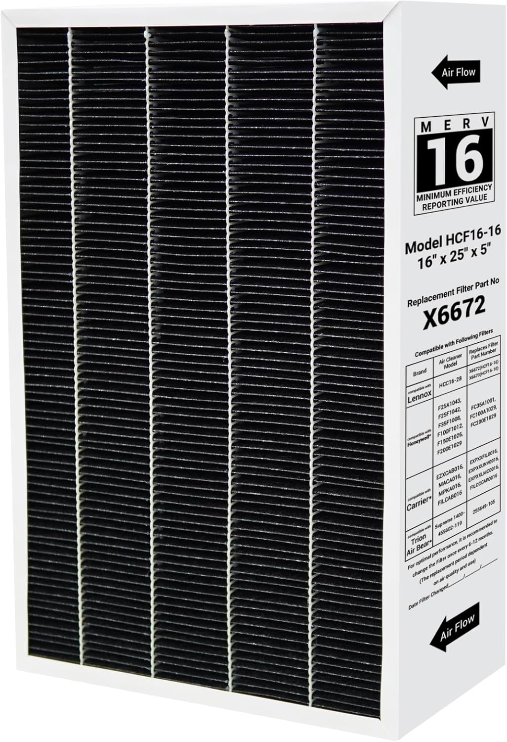 Aneedmore X6672 Furnace Filters Replacement 16x25x5 for Lennox Carbon