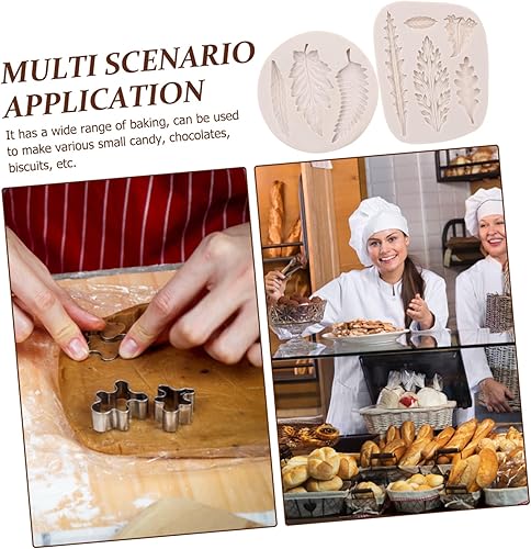 Miniatura 7 de EXCEART Moldes de fondant de hojas, 2 piezas, moldes de decoración de cupcakes, moldes de fondant de Navidad, moldes de chocolate para gelatinas,