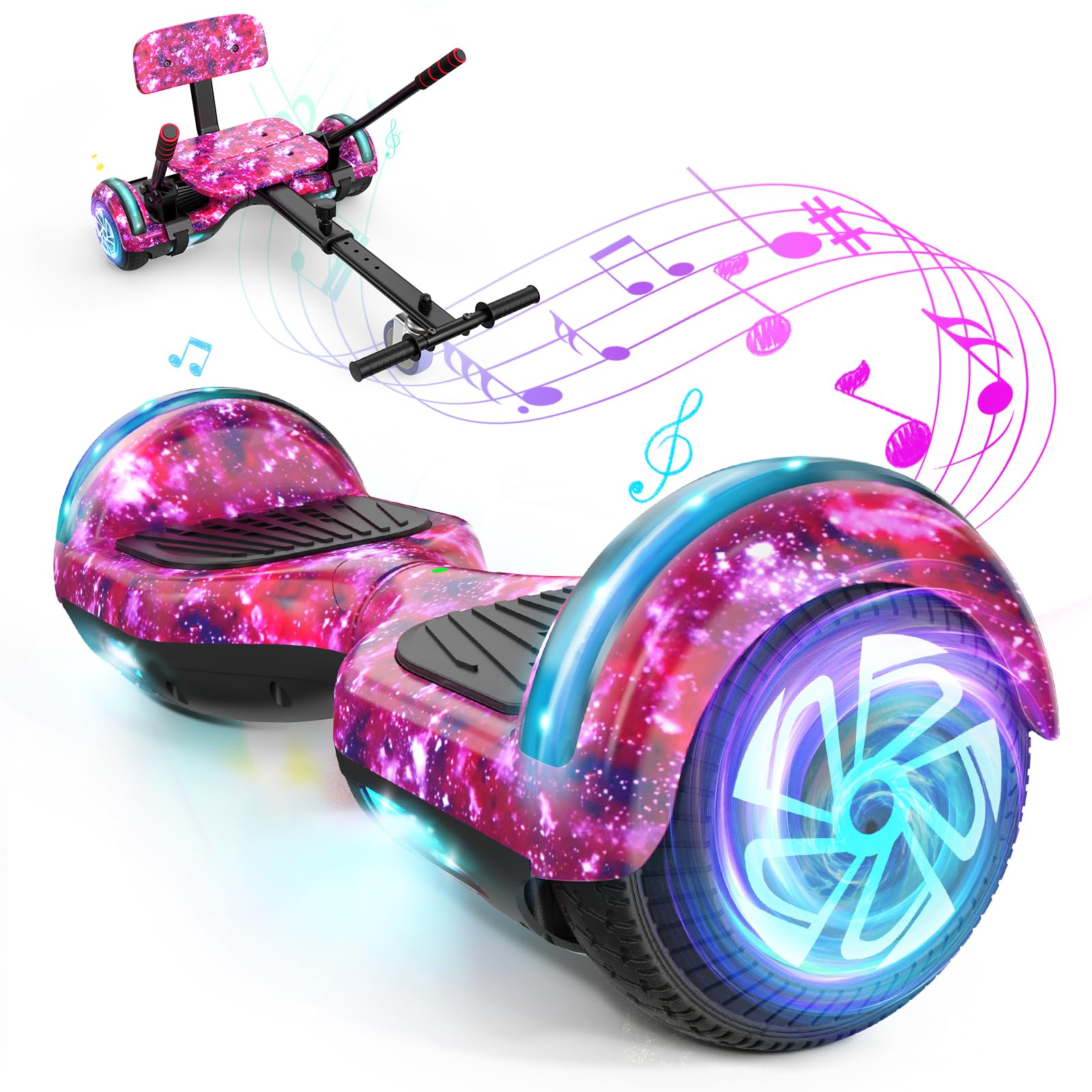 SISIGAD Scooters for Kids Ages 7-12, with Built-in Bluetooth Speaker and 6.5" Colorful Lights Wheels, Safety Certified Self Balancing Scooter