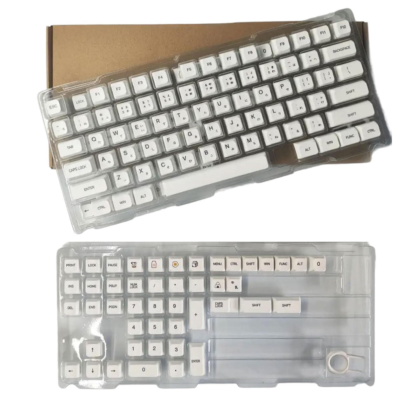 XuQiZZpp White Keycaps 120pcs English Japanese Russian Korean Fit for Various Mechanical Keyboards