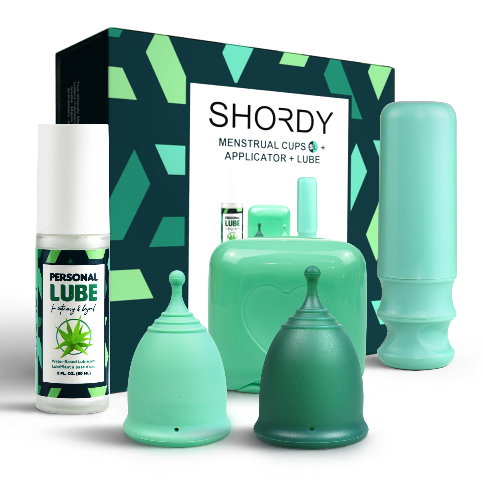 SHORDY Menstrual Cup and Applicator Combo-Set – 2 wiederverwendbare Menstruationstassen/Periodentassen (Small & Large), Alternative to Tampons, Disc and Pads for Heavy Flow