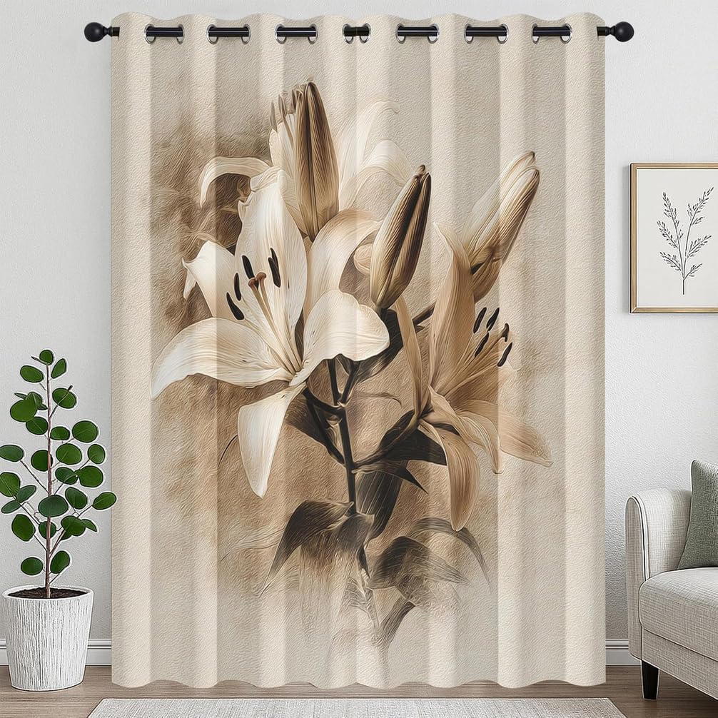 Rideau salon occultant thermique anti froid motif fleurs 225x240H cm