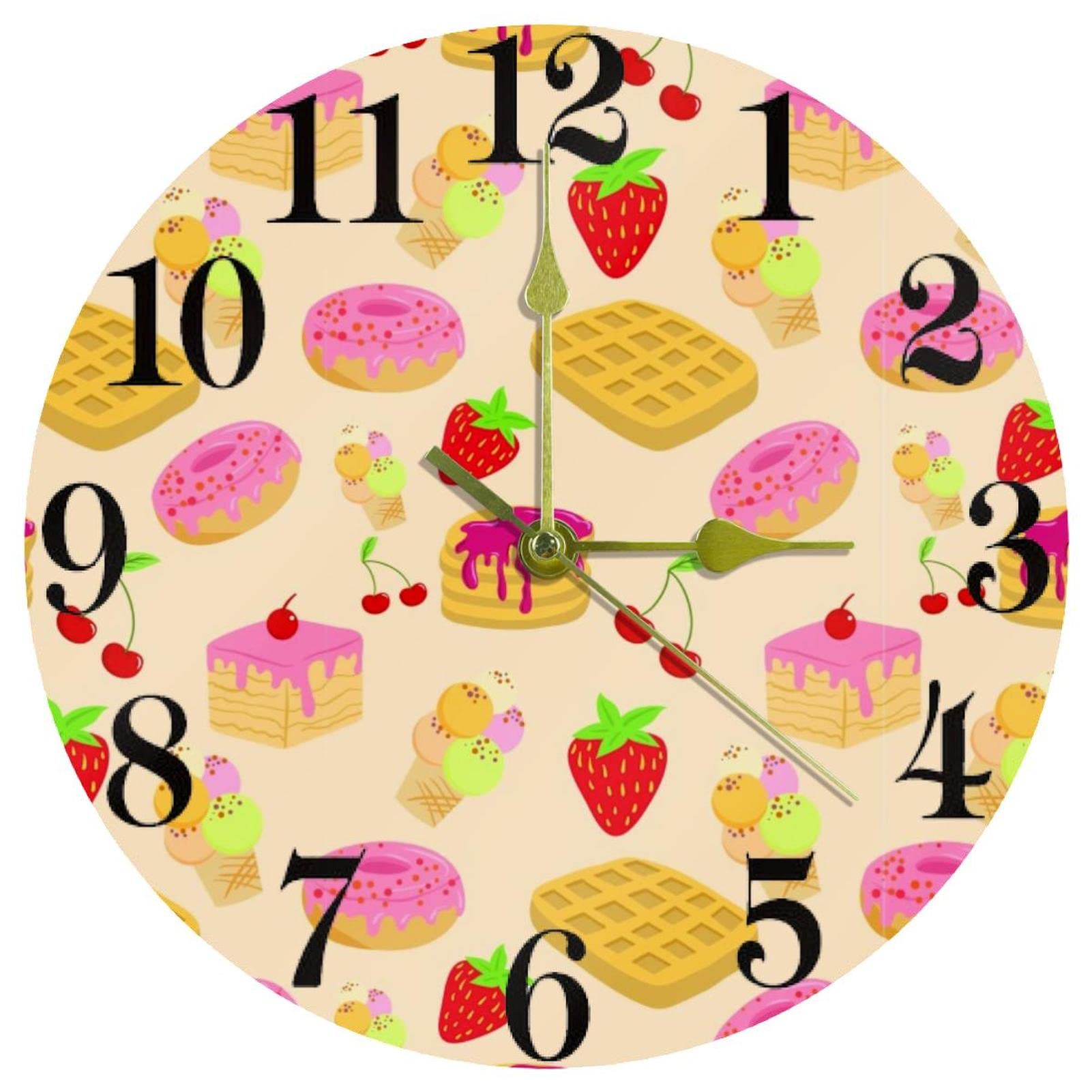Horloge murale à quartz silencieuse de cuisine ronde et moderne de 25cm