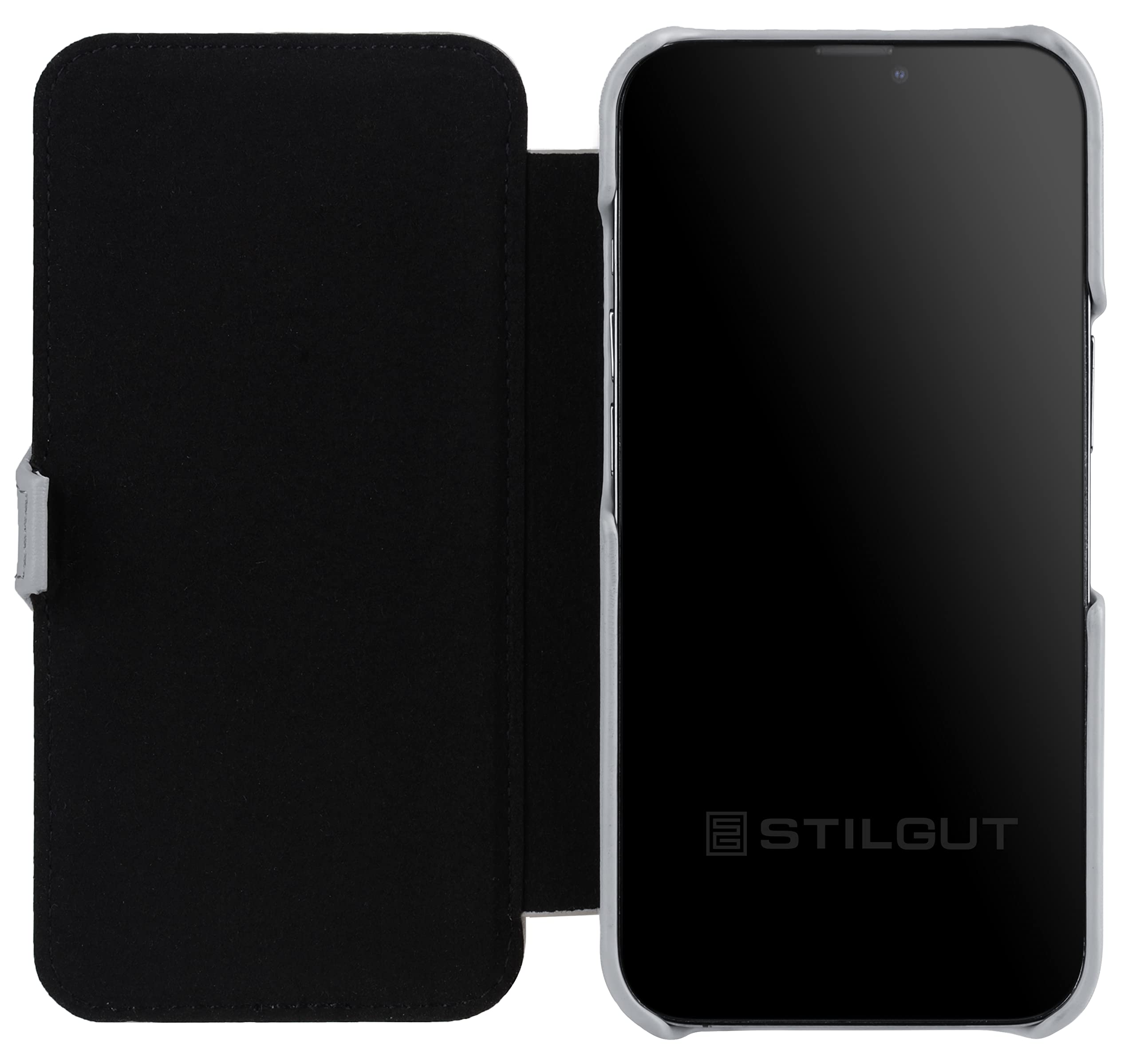 StilGut Book Case Compatible with iPhone 13 Mini (5.4 Inches) Leather Case with Clip Closure, Flip Case, Mobile Phone Case - Image 4