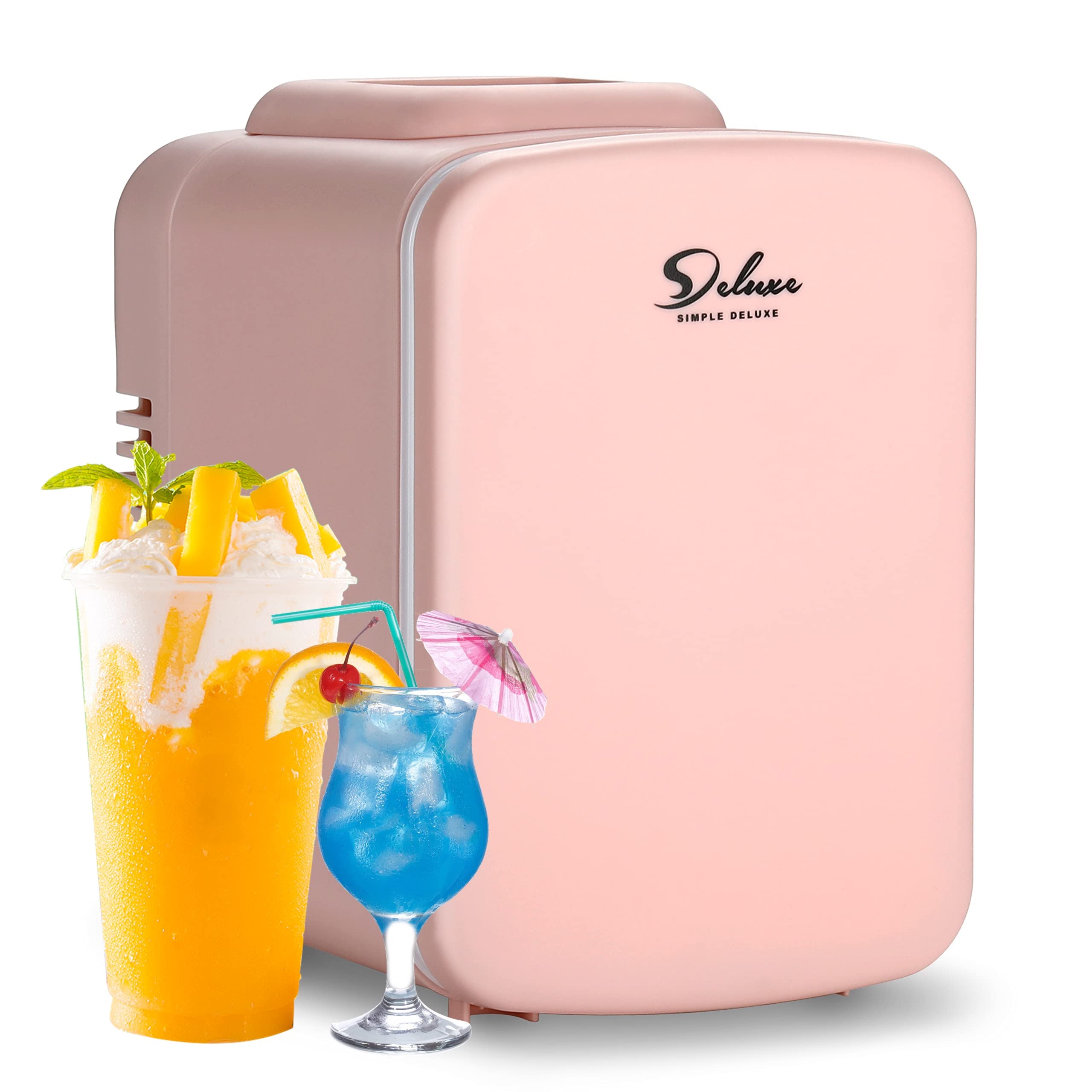 Simple Deluxe Mini Fridge, 4L/6 Can Portable Cooler & Warmer Freon-Free Small Refrigerator Provide Compact Storage for Skincare, Beverage, Food, Cosmetics, Pink New