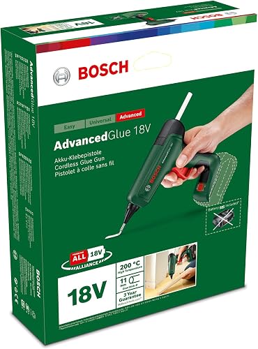 Bosch Cordless Hot Glue Gun AdvancedGlue 18V (Without Battery; 18 Volt System; 4X Glue Sticks; Heat-Up in 90 sec.; Dual-Temp Mode 130°C - 200°C; for DIY, Repair and More; in Carton Packaging) - 8