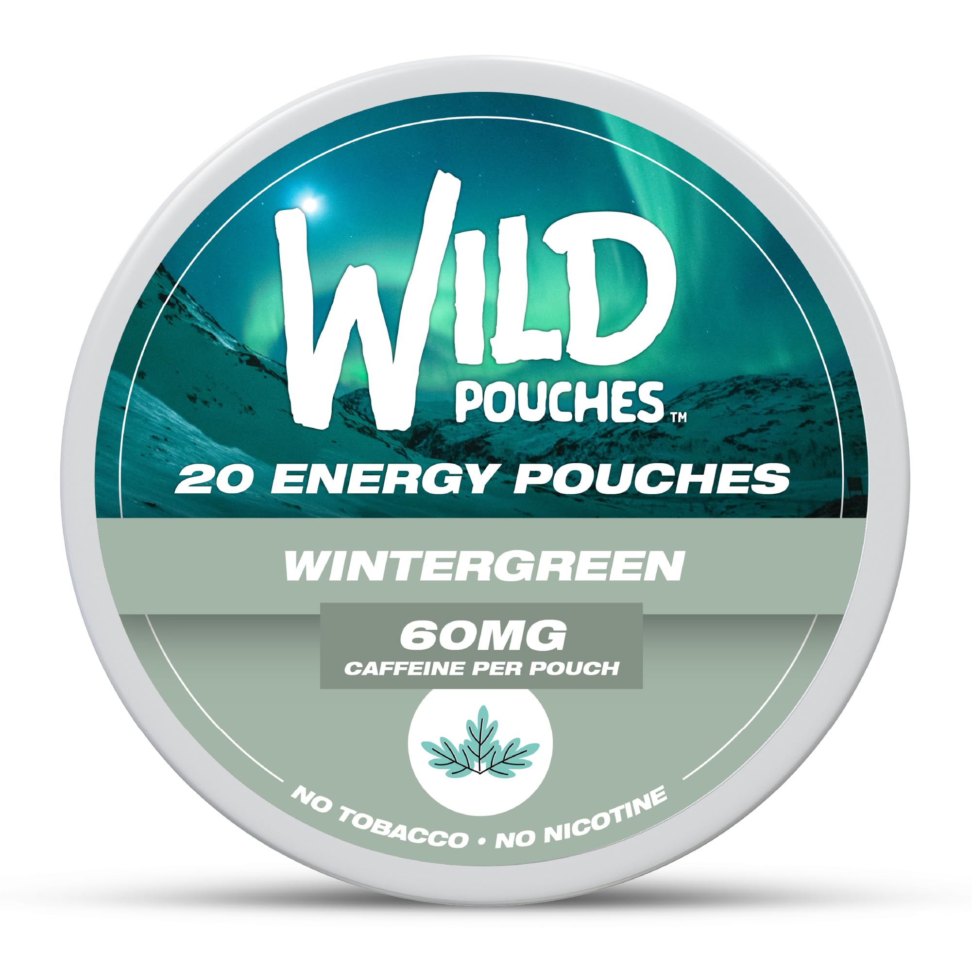 Wild 60mg Caffeine Pouches Nicotine Free Wintergeen - 20 x Energy Pouches - Caffeine Pouch
