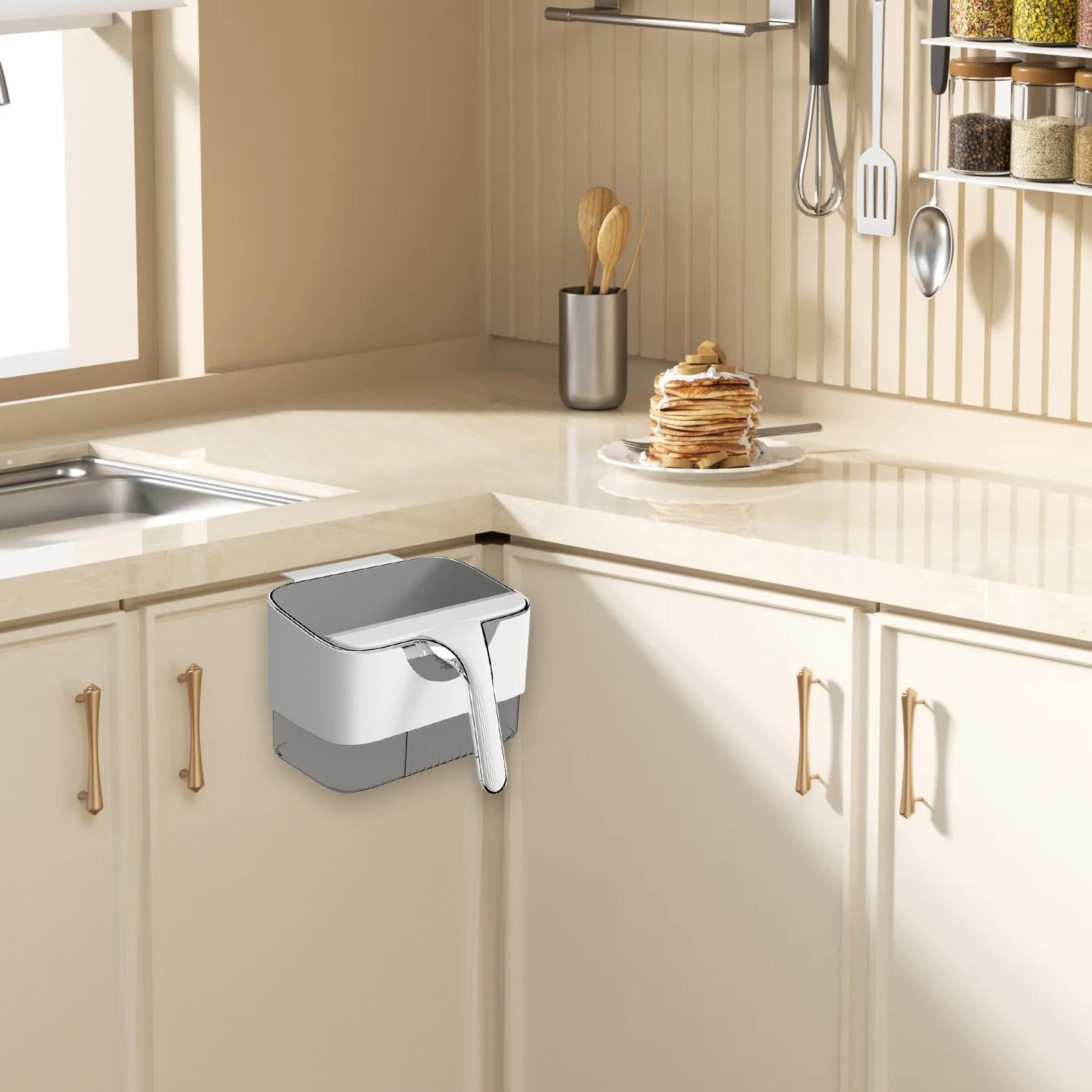 Wall Mounted Kitchen Trash Can - Compost Bin Kitchen - Small Countértop Compost Bin - Mountable Indoor Compost Bucket - Kitchen Food Waste Bin for Counter Top Or Under Sink