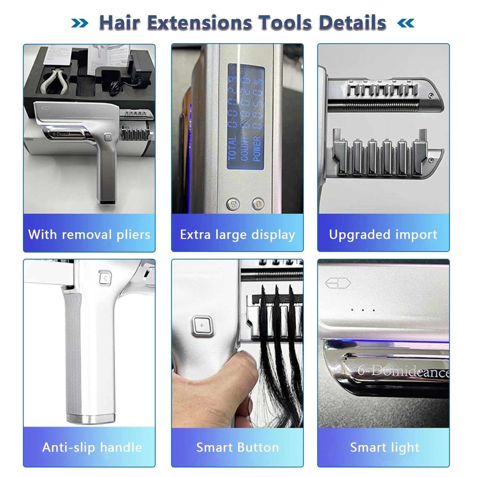 Machine d'extensions de cheveux 6D Combline avec pince, 30 minutes rapide sans trace Outil d'extension de plumes pour salon, facile à utiliser