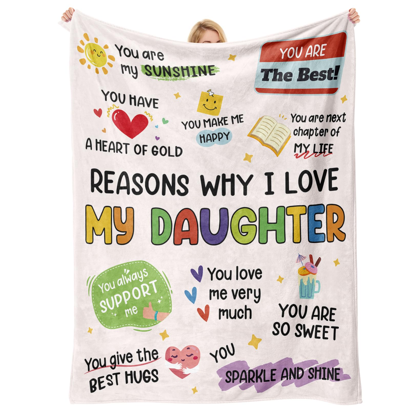 Daughter Gifts, Daughters Birthday Gifts from Mum Dad, Positive Graduation Birthday Valentines Wedding Gift for Daughter Adult, Ideal Presents for Daughters, I Love My Daughter Blanket 150x130CM