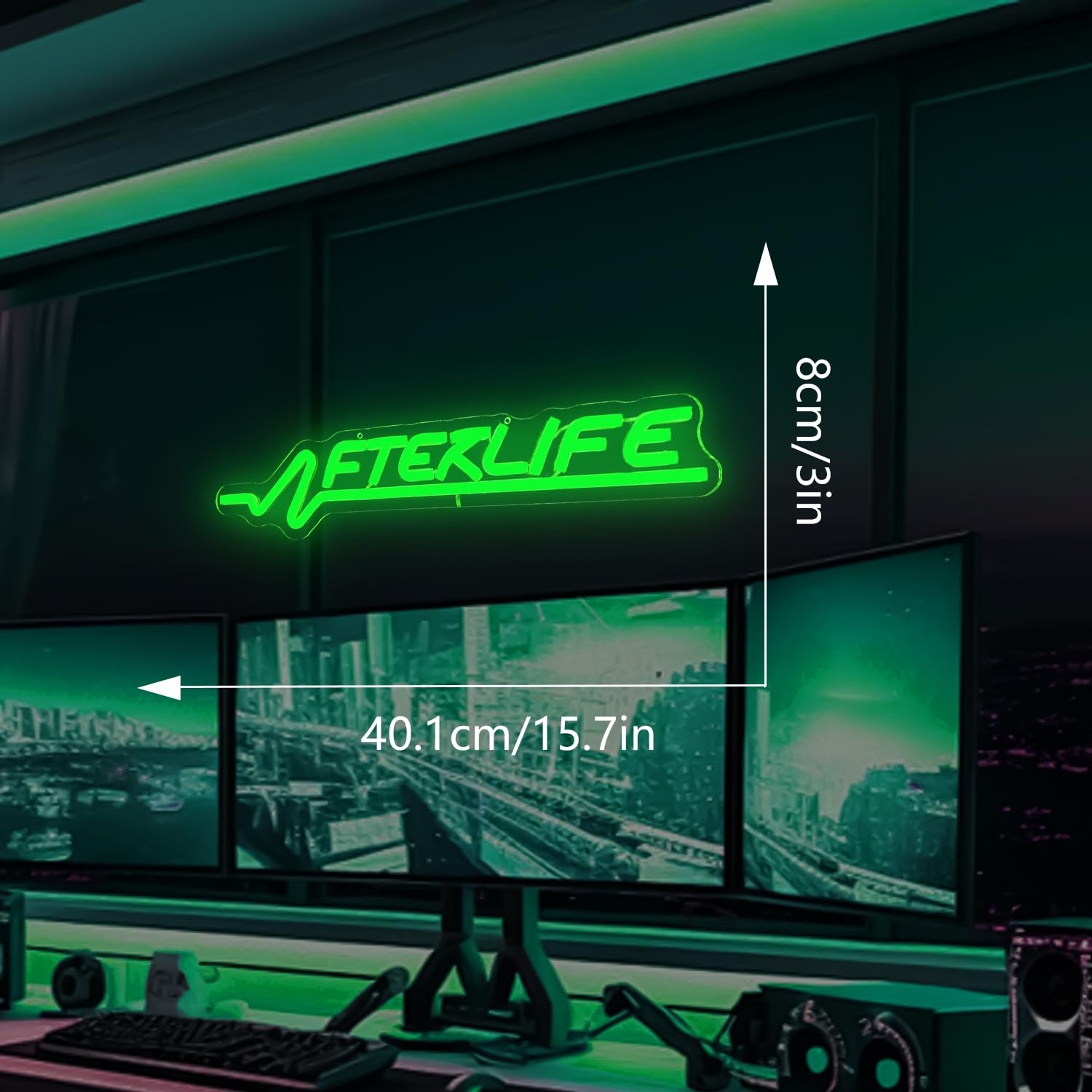 Panneau néon Cyberpunk pour décoration murale, jeux de tir, lumière néon pour salle de jeu, grotte d'homme, décoration de chambre à coucher, panneau lumineux néon cool pour adolescents et