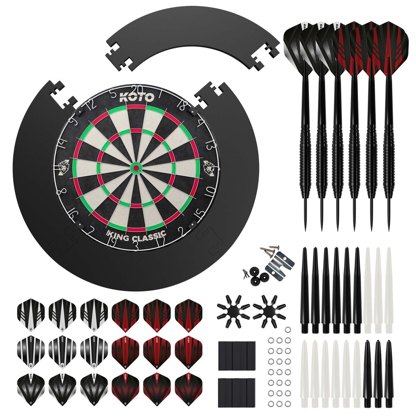 KOTO - King Classic Cible de Fléchettes & Surround, Noir, 23G Fléchettes