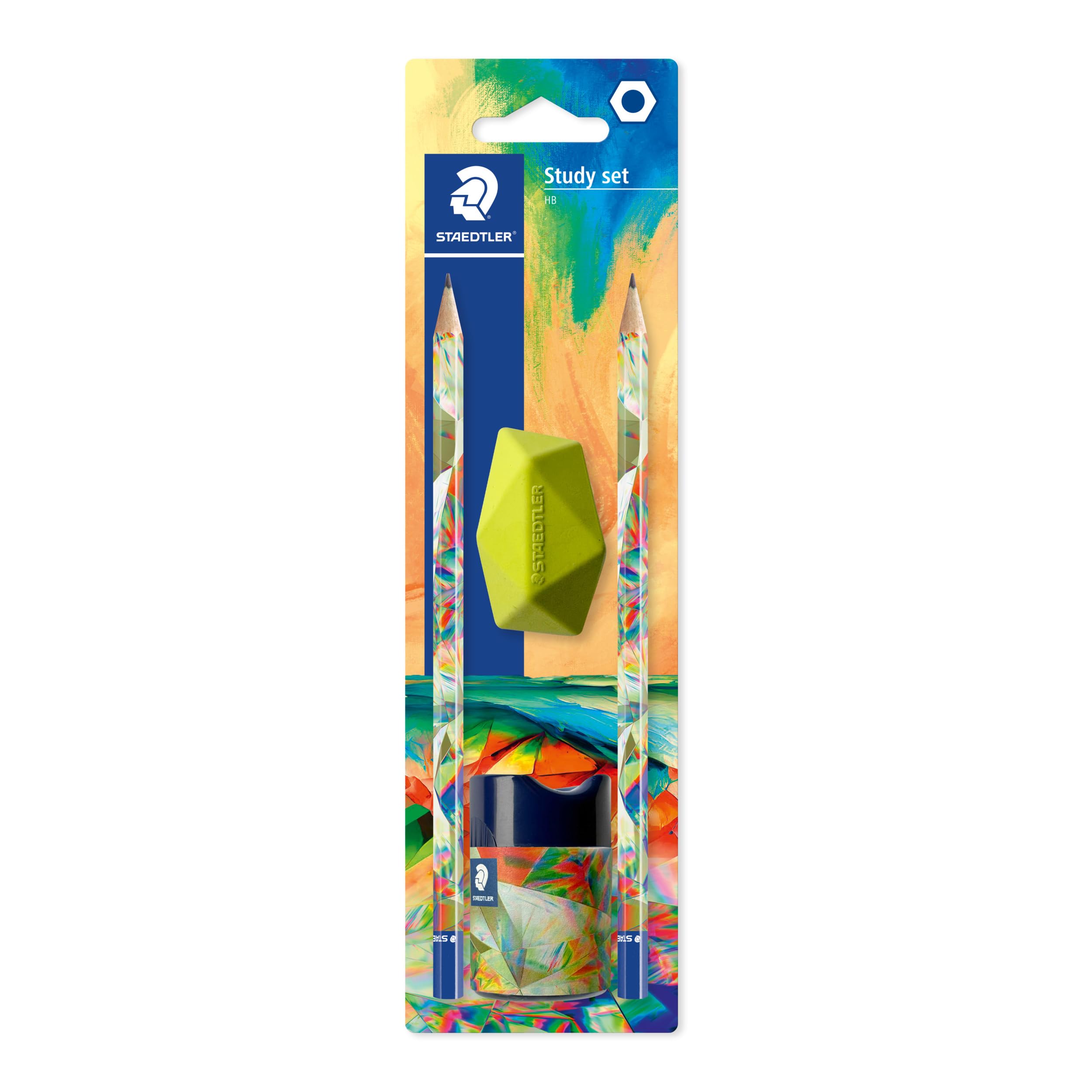 STAEDTLER HB Drawing Pencils - for Sketching and Writing - Multiverse Design - Includes 2 HB Pencils, Sharpener & Eraser - Set of 4, 170SBKE2-2