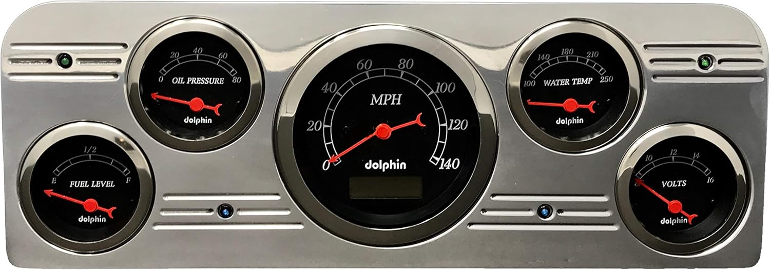 Dolphin Gauges 1937 1938 Pontiac Car 5 Gauge Dash Cluster Panel Set Programmable Black