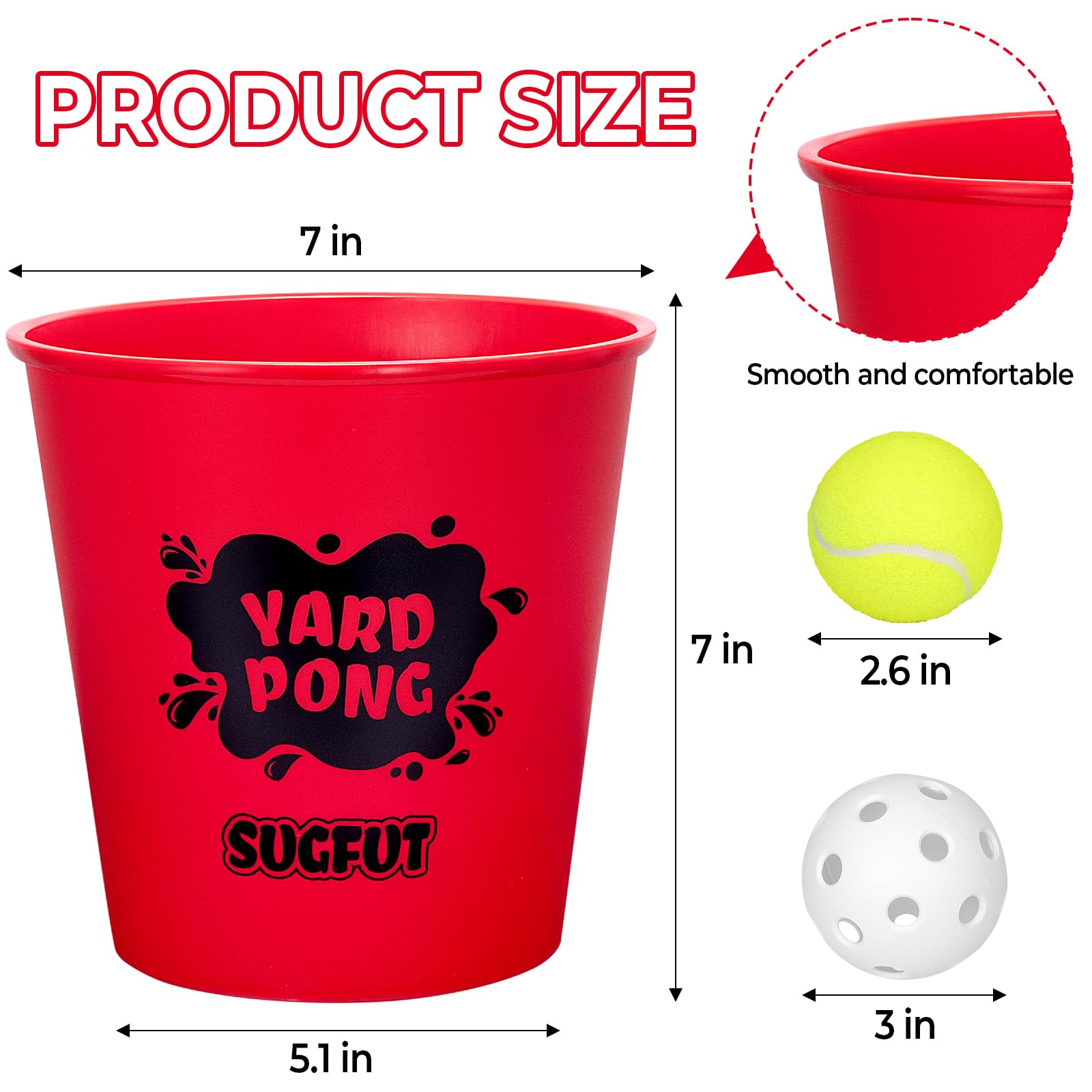 Yard Pong Outdoor Spiele, Giant Yard Games Set mit 12 Eimern und Bällen für Erwachsene und Familie, Wurfspiel Wurfspiele für Strand, Camping, Rasen und Hinterhof
