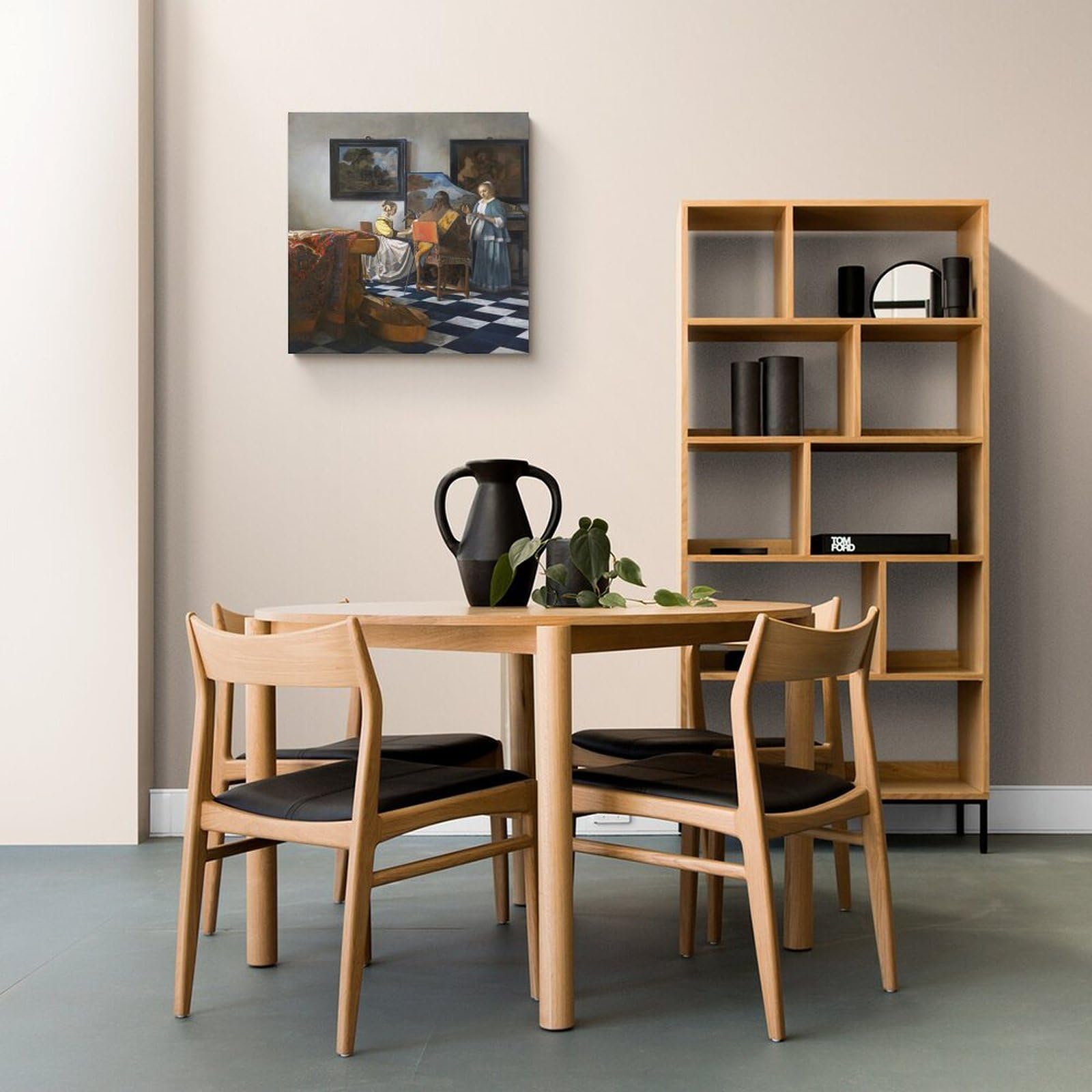 Johannes Vermeer Kunstwerk (Das Konzert) Poster, Familie, ästhetischer Wandbehang, Kunstdruck, Fotofarbe für Schlafzimmer, Dekoration, 60 x 60 cm