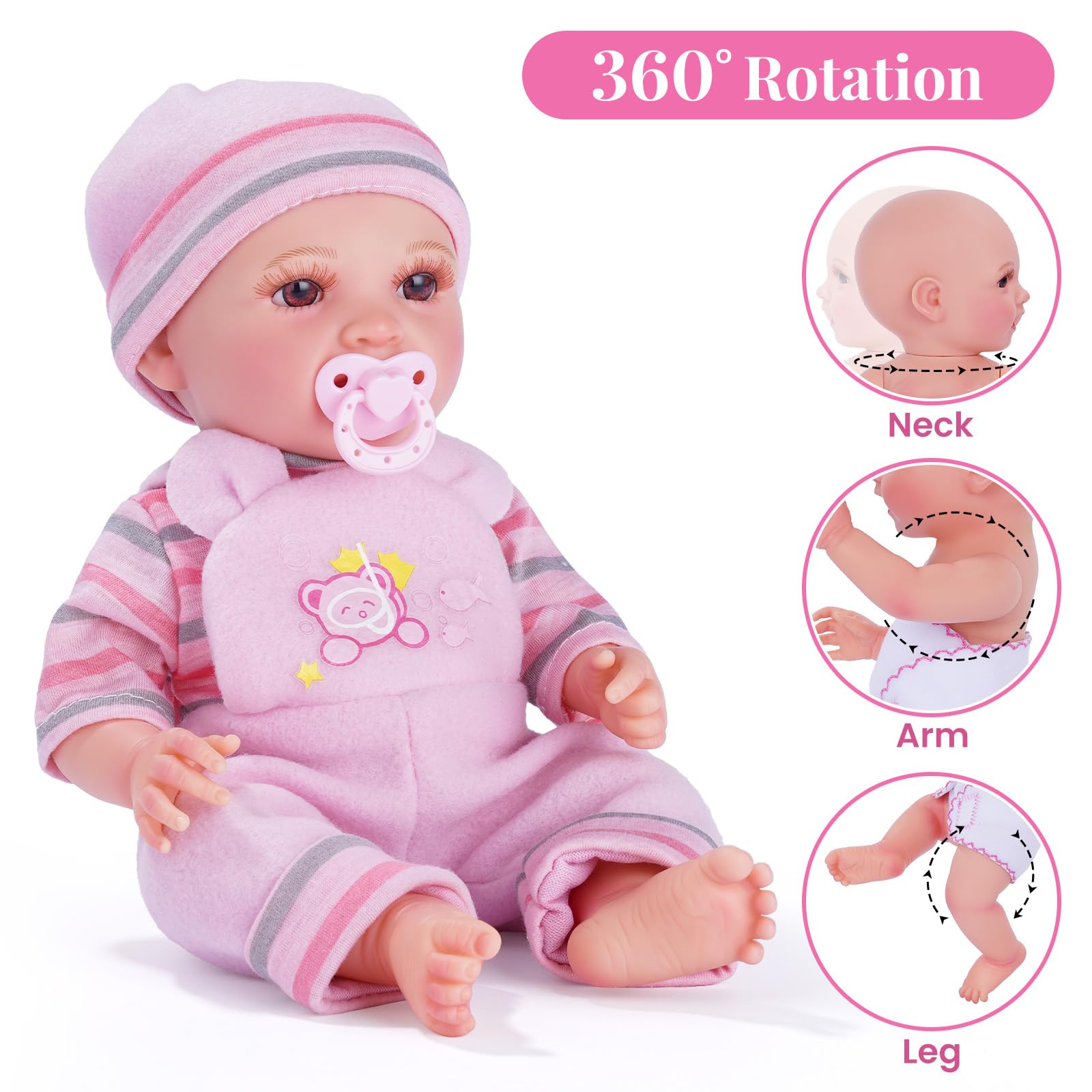 BABESIDE Baby Doll Set, 12 Inches Realistic Dolls for Girls with Accessories 1 Clothes, Feeding Playset - Image 2