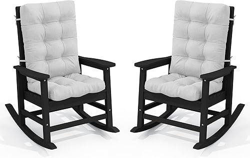 Miniatura 25 de SEWALL - Juego de 2 mecedoras de gran tamaño para exteriores, mecedoras de polietileno de alta densidad para adultos, mecedoras de patio para