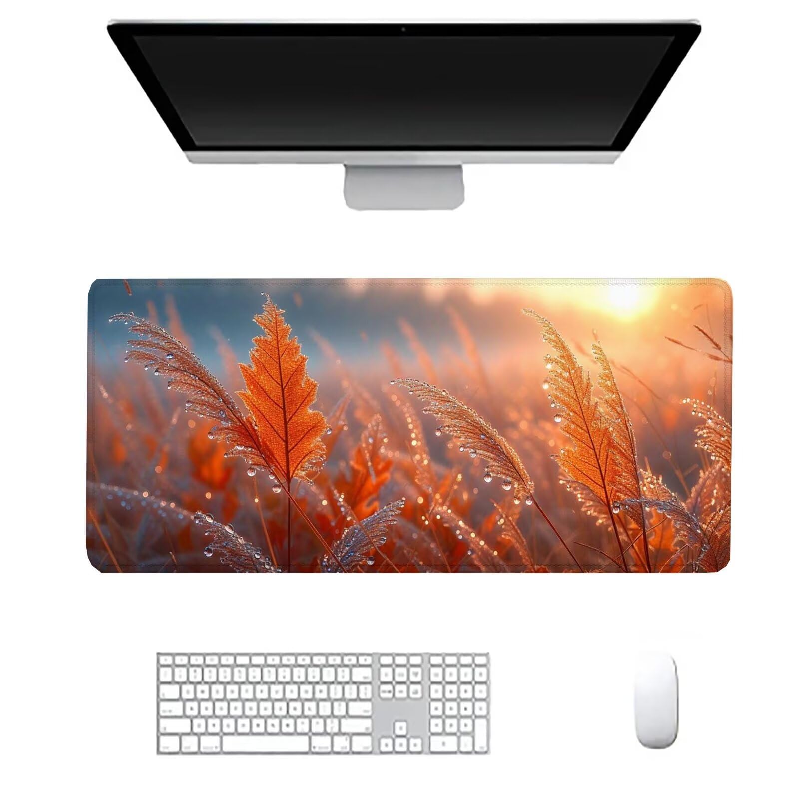 Podkładka pod mysz z liśćmi duża podkładka na biurko gracz żółta podkładka pod mysz XXL 1600 x 800 x 3 mm niestandardowa podkładka pod mysz, ochraniacz na biurko matowe akcesoria biurowe, do domu Deco
