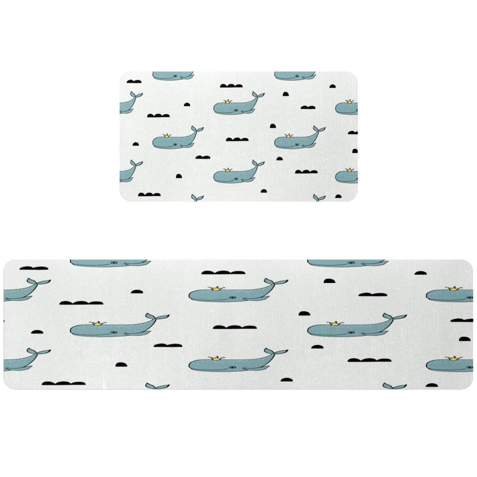 Tapis de cuisine antidérapants lot de 2 lavables motif baleine pour buanderie
