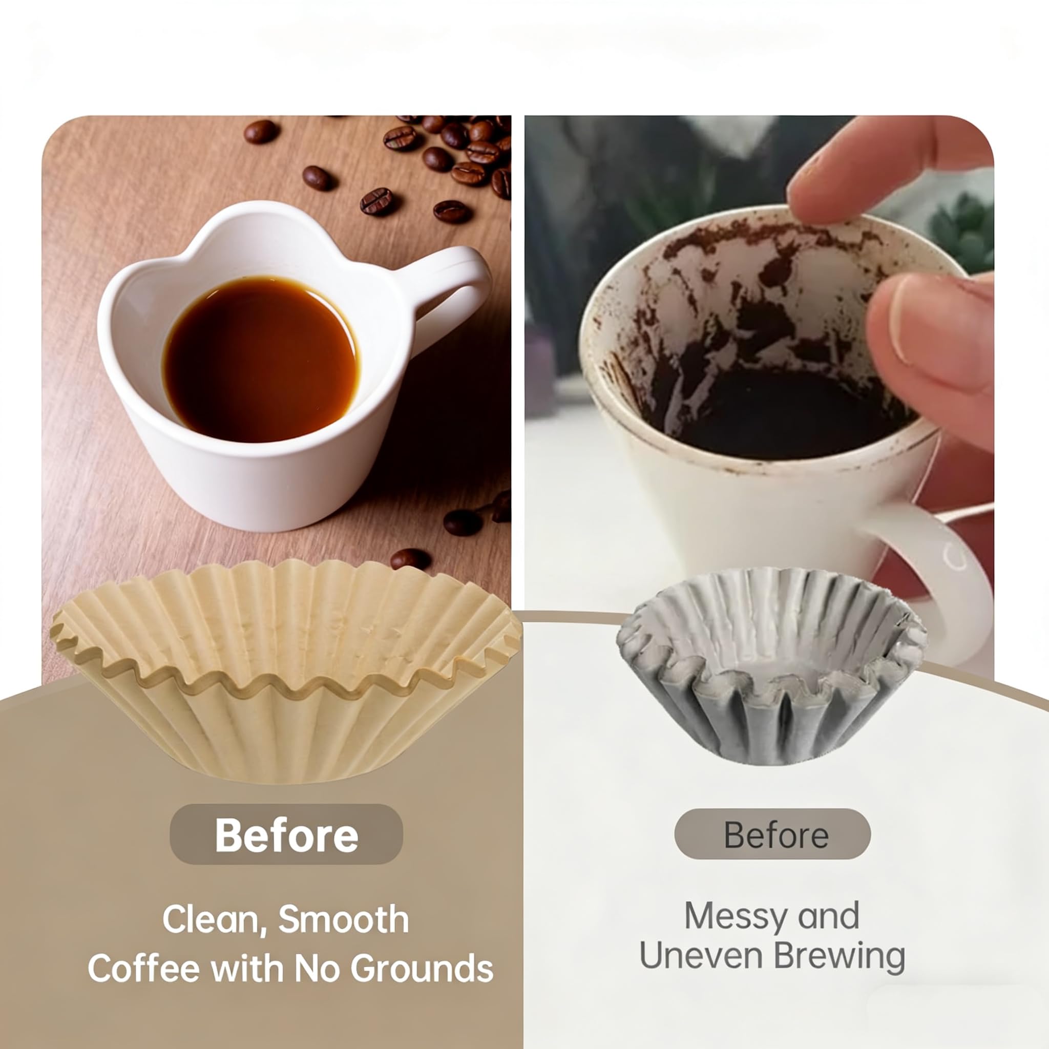 MUOLUTH Papier-Kaffeefilter, kompatibel mit Keurig Duo-Kaffeemaschine, ungebleicht, extra tiefes Schüssel-Design, 100 Stück, für 2041 ml Karaffe