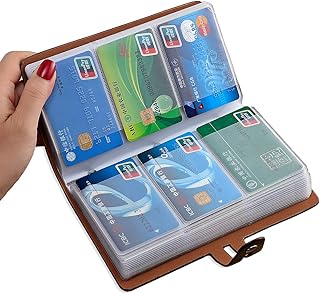 RFID Credit Card Holder, Leather Business Card Organizer with 96 Card Slots, Credit Card Protector for Managing Your Diffe...