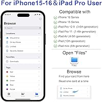 Vista 7 de Lector de tarjetas SD para iPhone, lector de tarjetas de memoria con adaptador USB-C a Lightning, conector plug and play, visor de tarjetas Micro SD