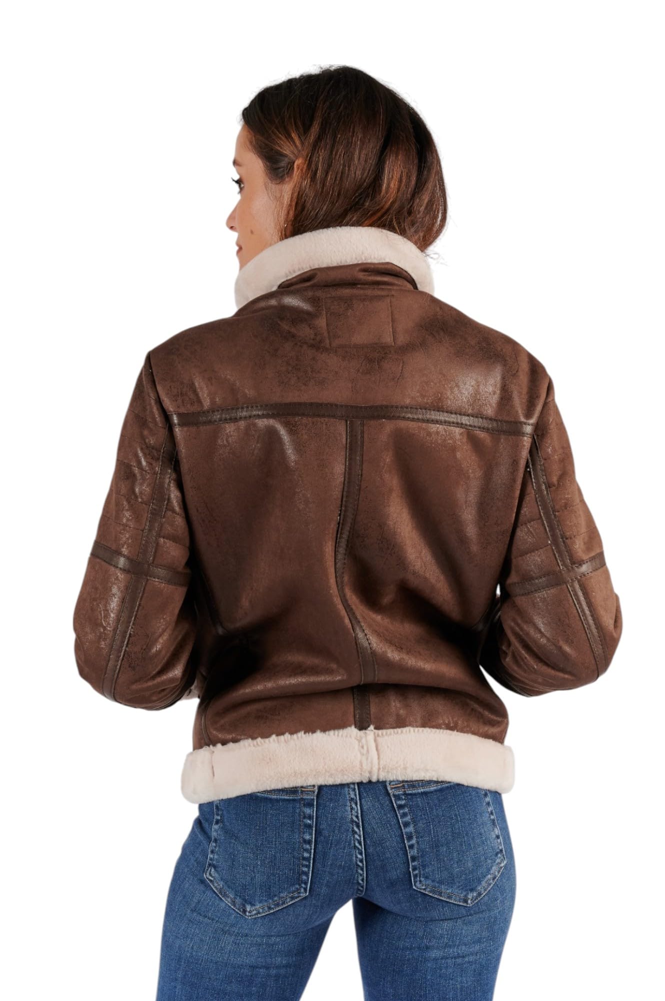 BARONE giubbotto montone donna shearling, giubbotto di pelle donna style shearling, pelle di agnello ed alcantara MADE IN ITALY