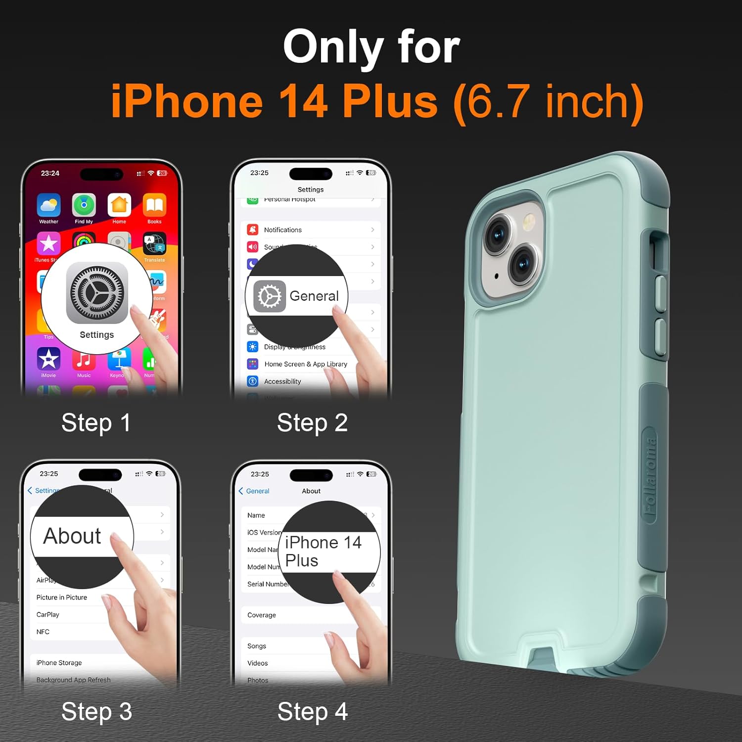 Follaroma for iPhone 14 Plus Case, Compatible with MagSafe, Heavy Duty Shockproof Protective Phone Case, Anti-Drop Protection, Dual Layer Magnetic Phone Cover for iPhone 14 Plus, 6.7", Green