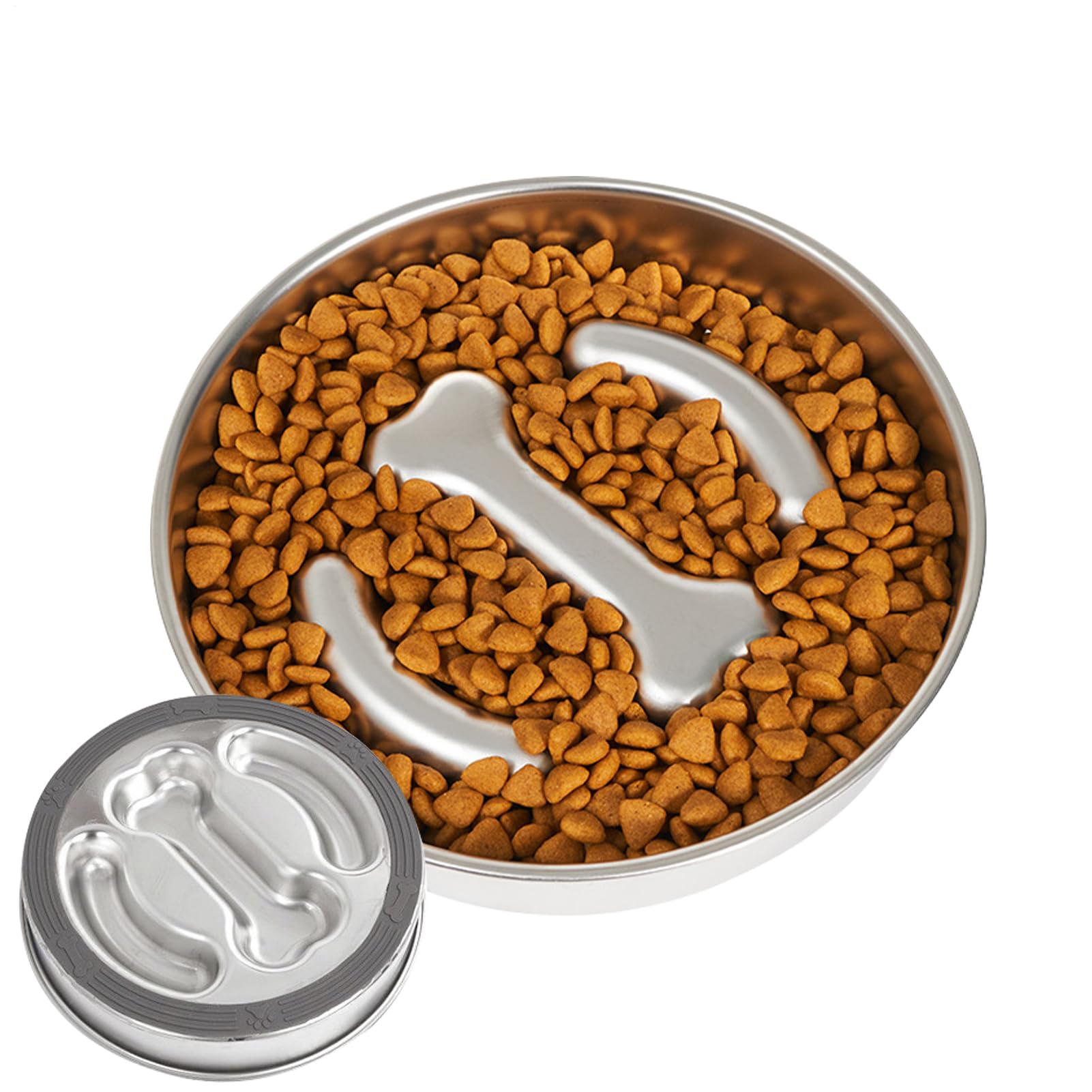 Gamelle anti-glouton chien en acier inoxydable antidérapante