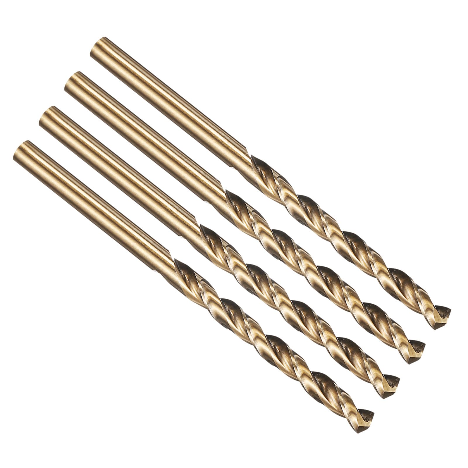PATIKIL 4mm Drill Bit, M42 8% Cobalt High-Speed Steel Jobber Straight Shank 135° Gold Finish for Hard Metal High-temperature Titanium Alloy - 4 Pack