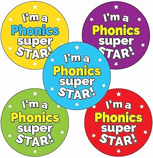 150 I'm A Phonics Superstar Literacy Childrens Pupils School Praise Teachers Reward Stickers 25mm Primary Teaching Services