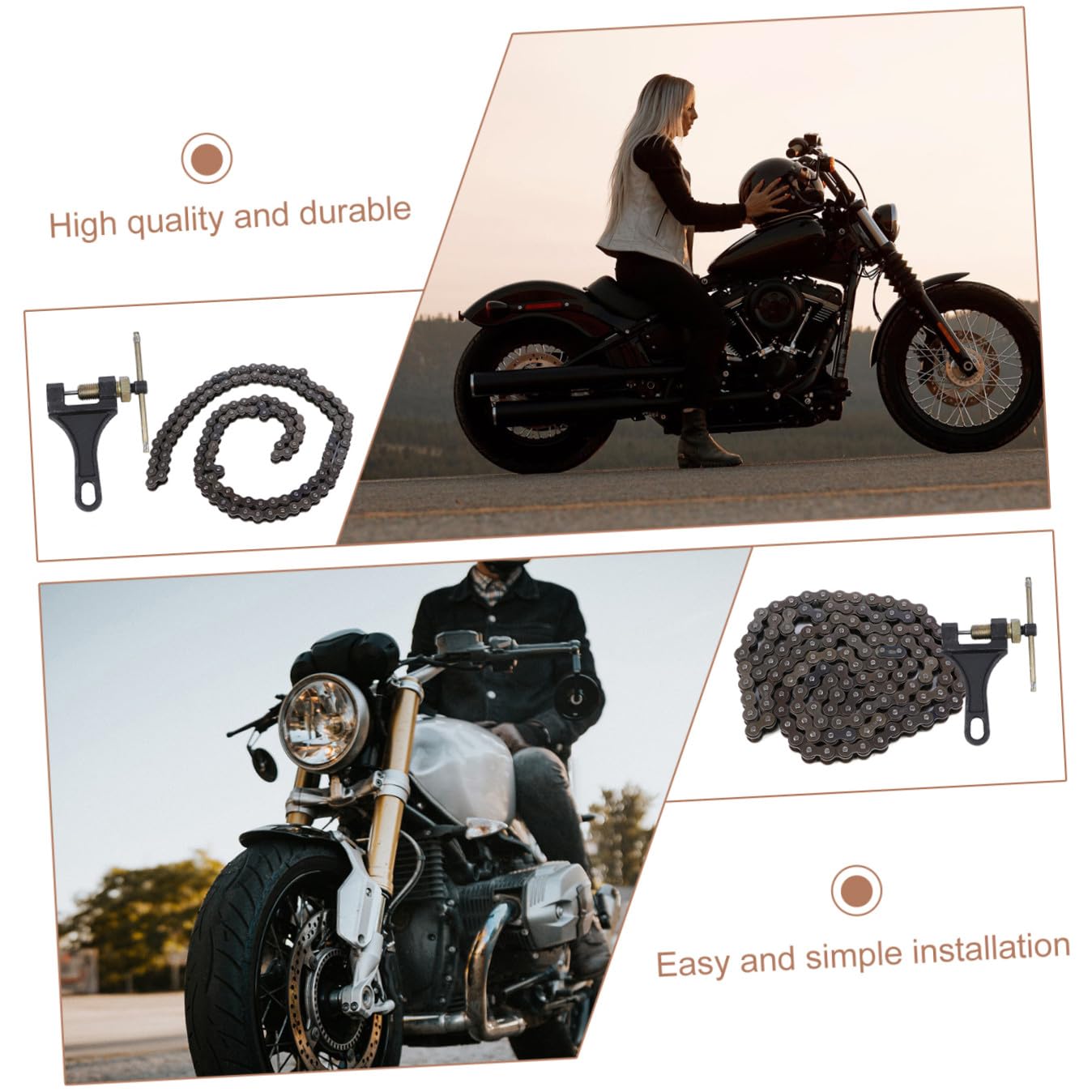 SOLUSTRE Motorradkette aus Gliederkette mit Trenner und Nieter Passend für Dirtbikes und Motorradteile Robust und Langlebig für Sichere Fahrten