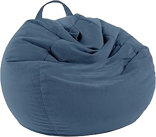 LPMOERA Stuffed Animal Storage Bean Bag Chair Cover (No Filler) For Kids and Adults.Soft Premium Corduroy Stuffable Bean Bag For Organizing Children Plush Toys or Memory Foam Blue S For Kids