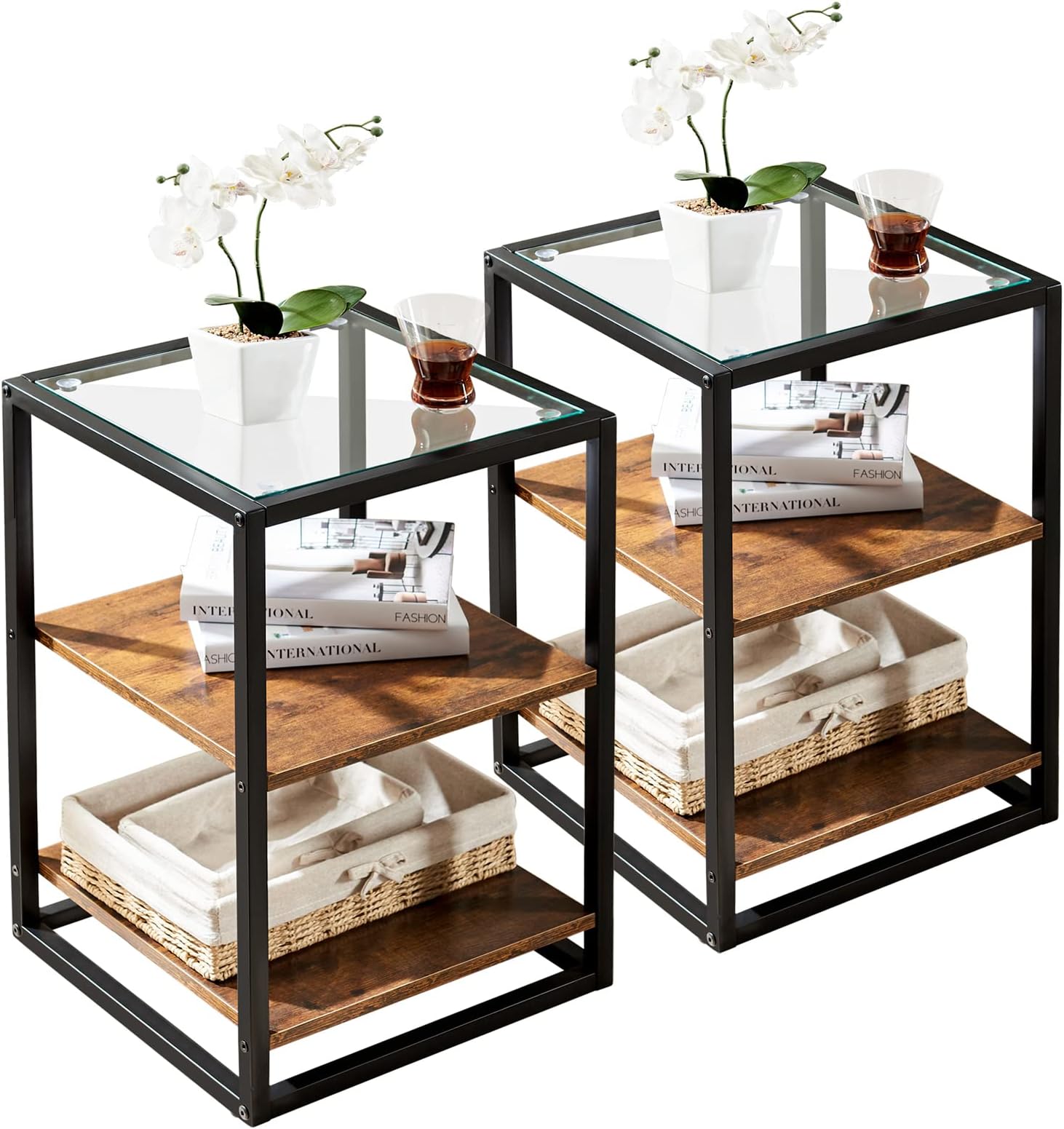 Garvis Nachttisch 2er Set Rustikalbraun - 3 Schubladen 36x40x47cm