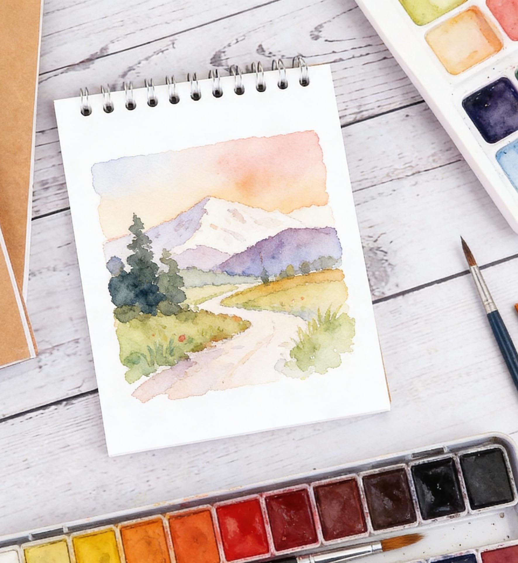 SOUJAP - Cuaderno de bocetos en espiral (A6, 60 hojas/120 páginas, cuaderno de dibujo en espiral, cuaderno de dibujo kraft con encuadernación superior para bocetos, dibujo y escritura
