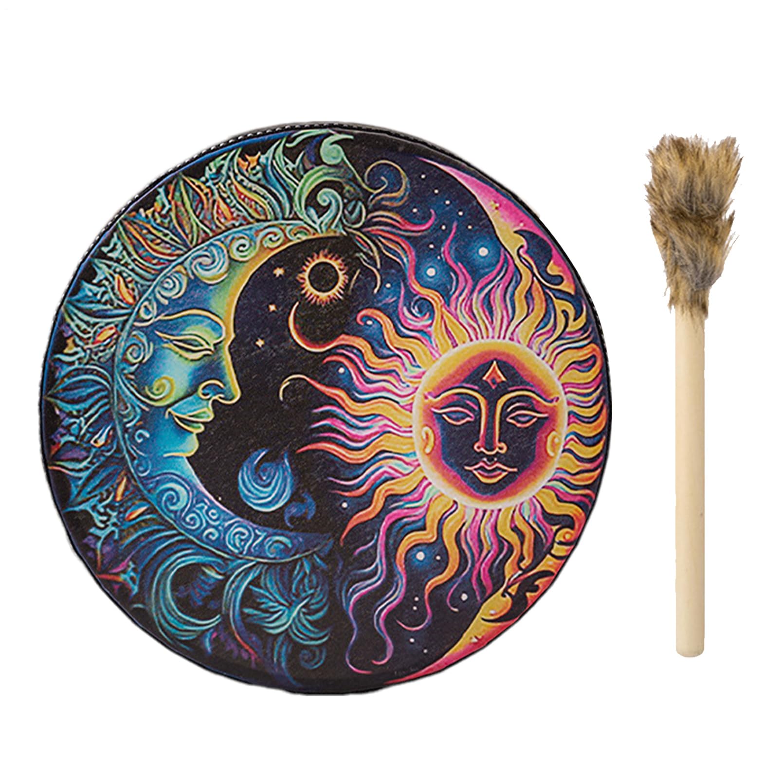 Shamanic Hand Druum | Tambor chamán hecho a mano | Herramienta de sonido de chamán vintage de tono grande | de 25 cm con batidor para curación de sonido, relajación, meditación