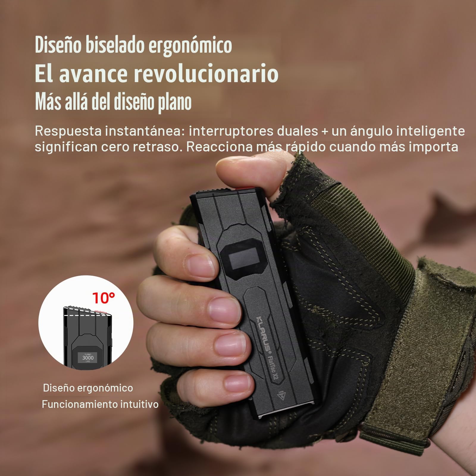 Klarus X2 Linterna táctica EDC ultra fina, 3000 lúmenes, compacta y potente, con doble interruptor, pantalla OLED y impermeabilidad IPX6. Ideal para exteriores, misiones