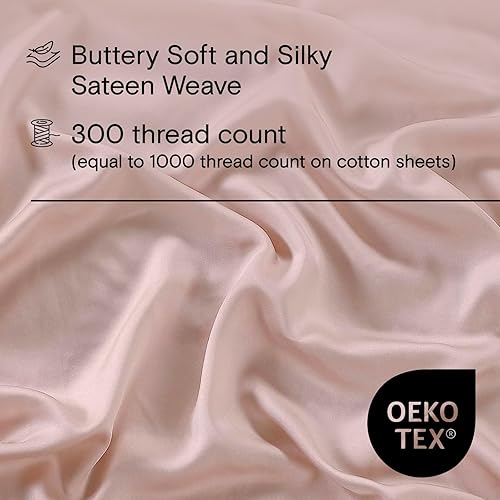 Miniatura 10 de Sijo Juego de sábanas prémium 100% de eucalipto austriaco, lyocell Tencel, más suave que la seda, Architectural Digest 2022, ganador del premio a