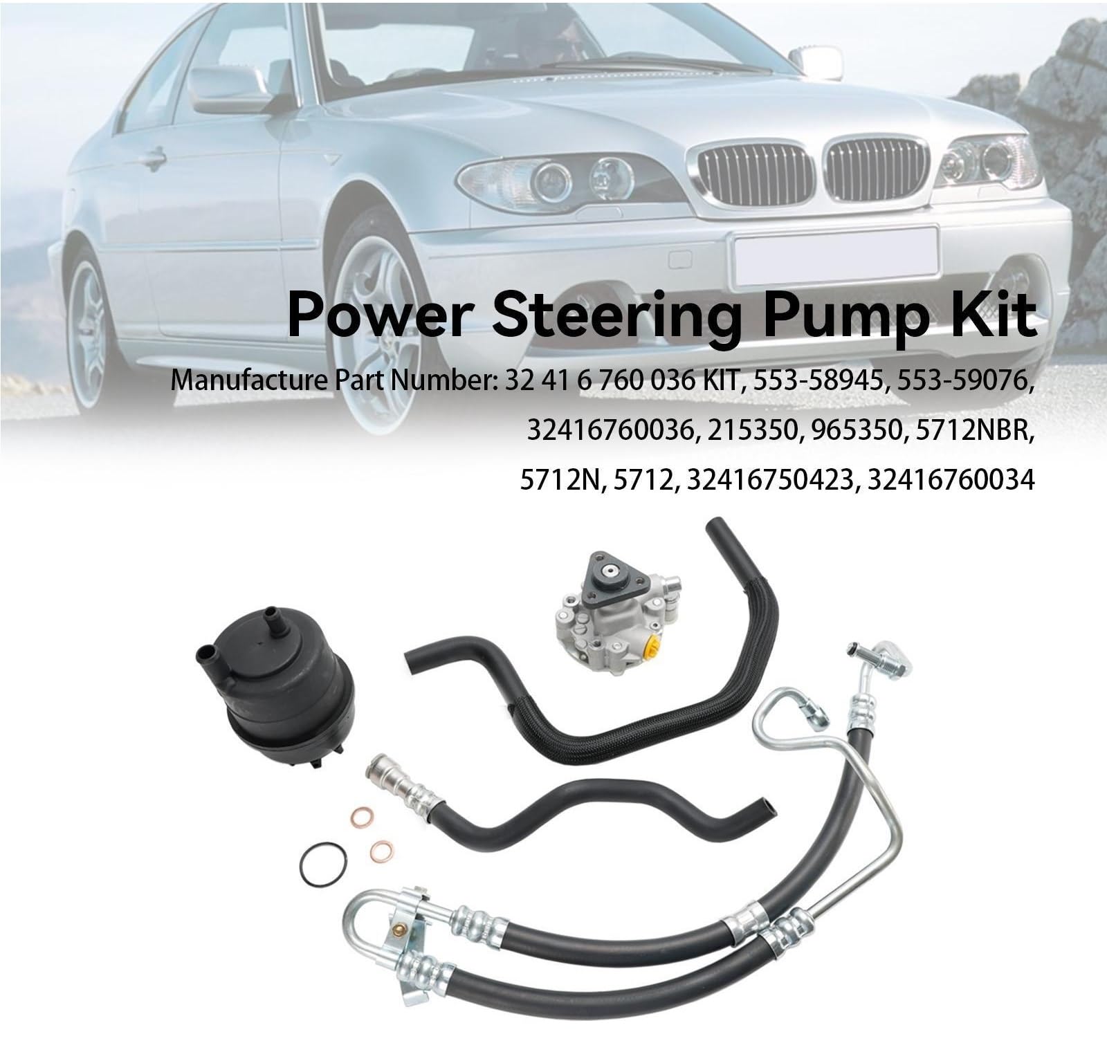 Kit de pompe direction assistée, adapté pour BMW E46 320i 323i 325i 328Ci 328i 330i 2001 – 2005 Servo Pompe hydraulique