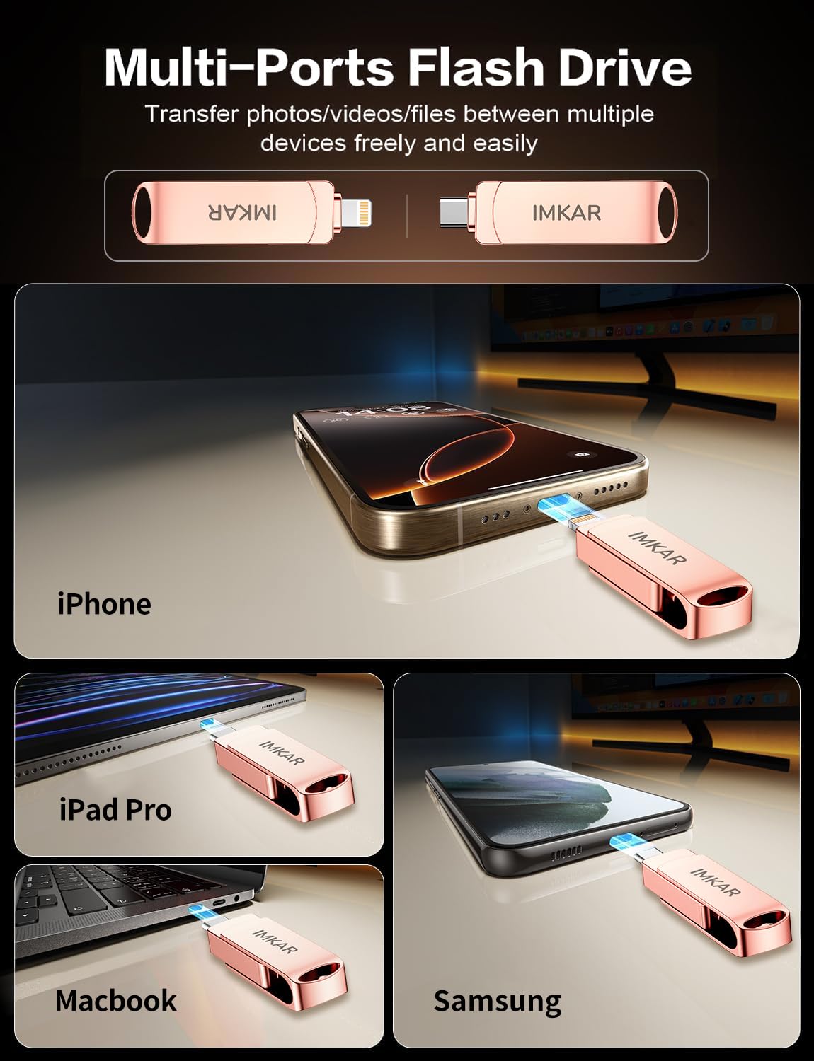 Chiavetta IMKAR 512 GB MFi per iPhone iPad Oro Rosa - Dettaglio